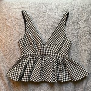 Zara Plaid Peplum Top
